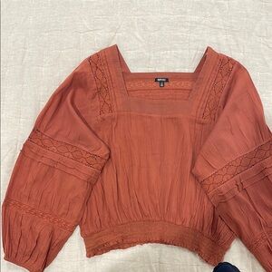 Buffalo Dusty Rose Boxy Smocked Blouse